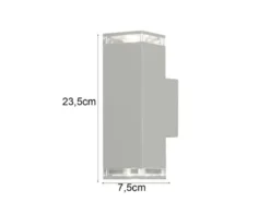 LED Außenwandleuchte ALU Up and Down Weiß Effektstreifen IP44, Höhe 23,5cm