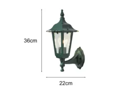 LED Außenwandleuchte antike Laterne stehend aus Aluminium Grün, Höhe 36cm