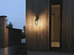 LED Außenwandleuchte aus Aluminium Schwarz & Klarglas, Höhe 33cm