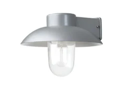 LED Außenwandleuchte aus Aluminium Silbergrau & Klarglas, Höhe 21cm