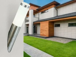 LED Außenwandleuchte aus Edelstahl in Silber, Höhe 39cm