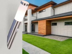 LED Außenwandleuchte aus Edelstahl in Silber mit Bewegungsmelder, Höhe 40cm