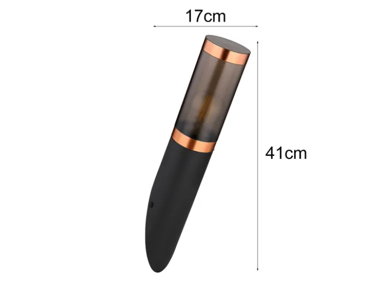 LED Außenwandleuchte aus Edelstahl in Schwarz & Kupfer, Höhe 41cm