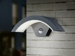 LED Außenwandleuchte Bewegungsmelder Anthrazit rund, 2er SET für Hausbeleuchtung