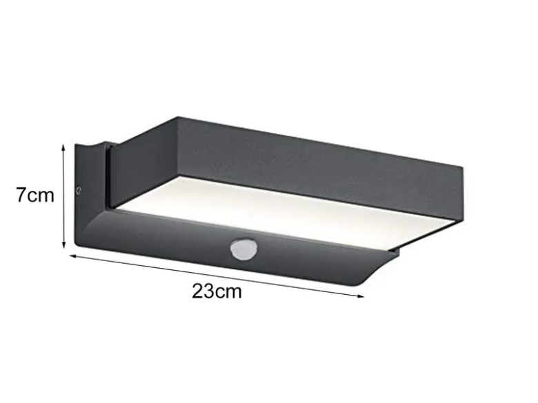LED Außenwandleuchte CUANDO mit Bewegungsmelder, Anthrazit Breite 23cm