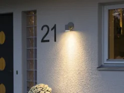LED Außenwandleuchte Downlight, Höhe 12cm, Aluminium Grau
