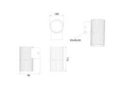 LED Außenwandleuchte Downlight Anthrazit geriffelt, Höhe 11cm