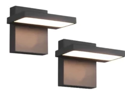 LED Außenwandleuchte 2er Set Downlight schwenkbar in Anthrazit