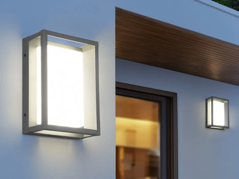 LED Außenwandleuchte 2er SET im Bauhaus Stil, Anthrazit, 18cm breit