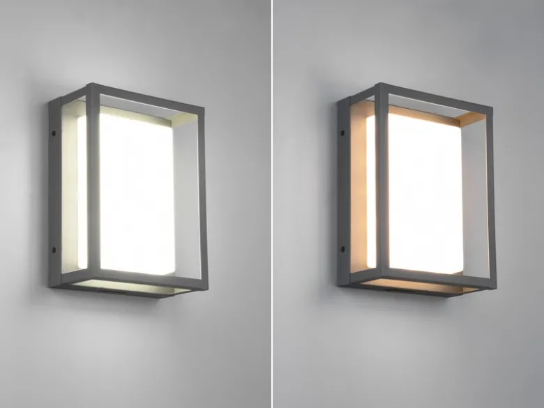 LED Außenwandleuchte 2er SET im Bauhaus Stil, Anthrazit, 18cm breit