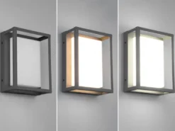 LED Außenwandleuchte 2er SET im Bauhaus Stil, Anthrazit, 18cm breit