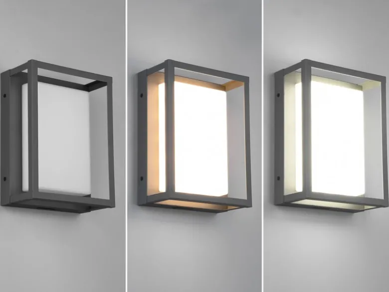 LED Außenwandleuchte 2er SET im Bauhaus Stil, Anthrazit, 18cm breit