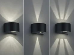 LED Außenwandleuchte 2er Set Up and Down Light rund in Schwarz