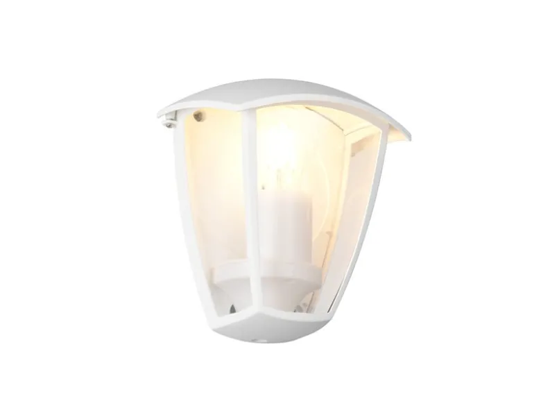 LED Außenwandleuchte Halbschale im Landhausstil Weiß, Höhe 20cm