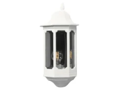 LED Außenwandleuchte, Halbschale Aluminium Weiß, Höhe 47cm