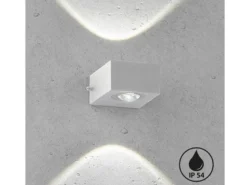 LED Außenwandleuchte HELSINKI Silber Up and Down, Breite 8cm