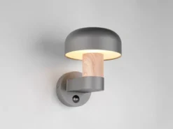 LED Außenwandleuchte Holzoptik mit Bewegungsmelder, Höhe 24cm