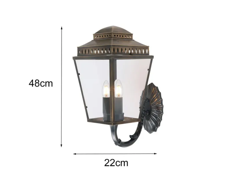 LED Außenwandleuchte im Landhausstil, Altmessing Höhe 48cm
