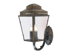 LED Außenwandleuchte im Landhausstil, Altmessing Höhe 48cm