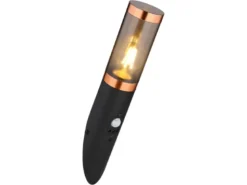 LED Außenwandleuchte in Schwarz & Kupfer mit Bewegungsmelder, Höhe 41cm