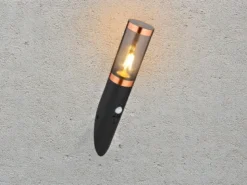 LED Außenwandleuchte in Schwarz & Kupfer mit Bewegungsmelder, Höhe 41cm