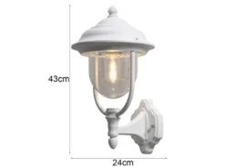LED Außenwandleuchte Landhausstil Laterne stehend, Weiß, Höhe 43cm