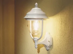 LED Außenwandleuchte Landhausstil Laterne stehend, Weiß, Höhe 43cm