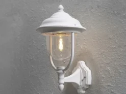 LED Außenwandleuchte Landhausstil Laterne stehend, Weiß, Höhe 43cm