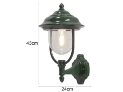 LED Außenwandleuchte Landhausstil Laterne stehend, Grün, Höhe 43cm