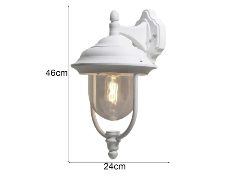 LED Außenwandleuchte Landhausstil Laterne hängend, Weiß, Höhe 46cm