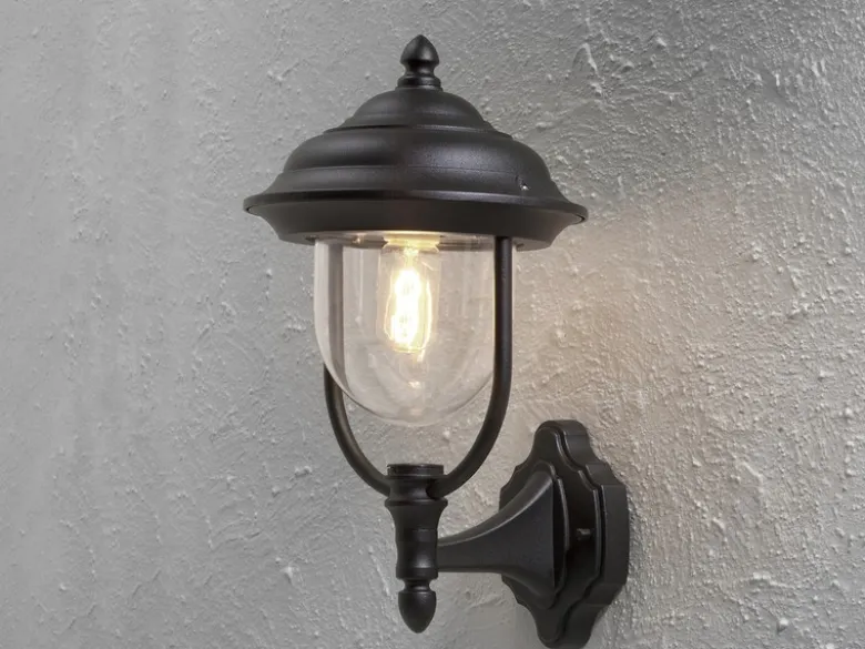 LED Außenwandleuchte Landhausstil Laterne stehend, Schwarz Höhe 43cm