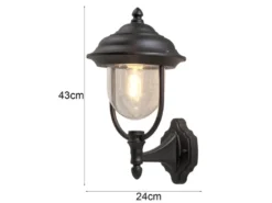 LED Außenwandleuchte Landhausstil Laterne stehend, Schwarz Höhe 43cm