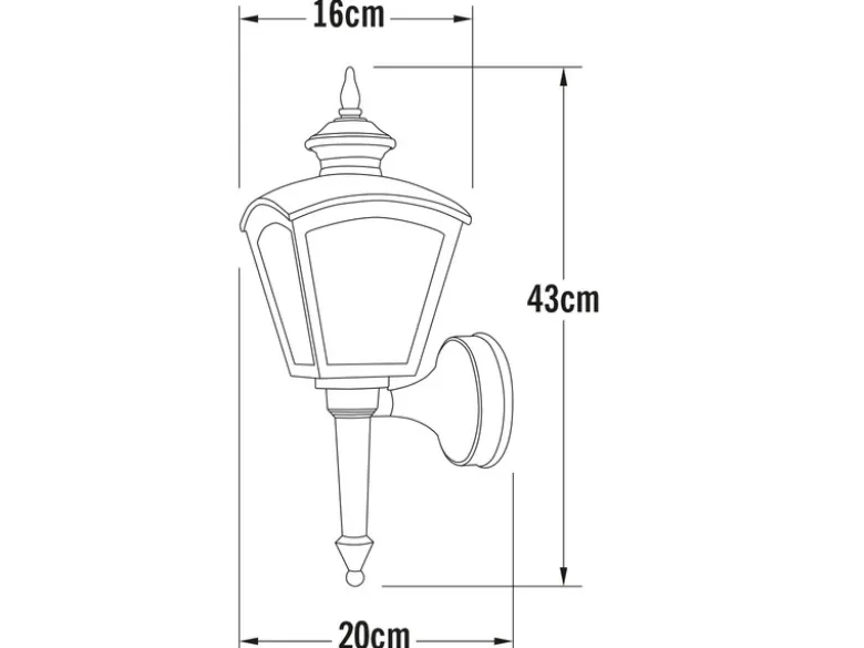 LED Außenwandleuchte Landhausstil, Aluminium Schwarz, Höhe 43cm