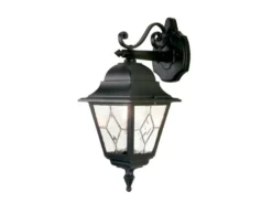 LED Außenwandleuchte Landhausstil Laterne hängend mit Bleiglas, Höhe 45cm