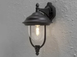 LED Außenwandleuchte Landhausstil Laterne hängend, Schwarz, Höhe 46cm