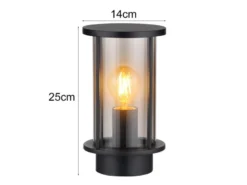 LED Außenwandleuchte Laterne aus Edelstahl mit Rauchglas, Höhe 25cm