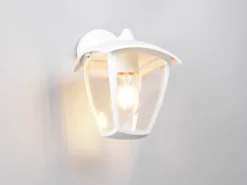 LED Außenwandleuchte Laterne hängend Landhausstil Weiß, Höhe 24cm