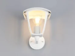 LED Außenwandleuchte Laterne stehend Landhausstil Weiß, Höhe 24cm