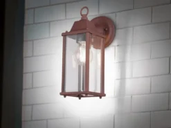 LED Außenwandleuchte Laterne in Rostoptik, Höhe 29cm
