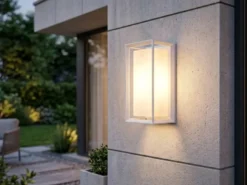 LED Außenwandleuchte Laterne aus Aluminium in Weiß, Höhe 25cm