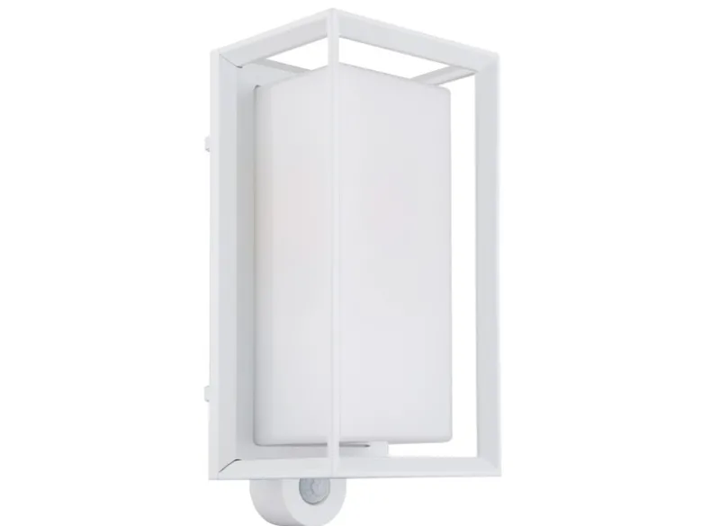 LED Außenwandleuchte Laterne mit Bewegungsmelder in Weiß, Höhe 28cm