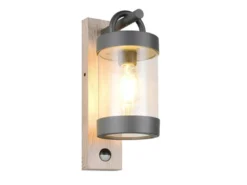 LED Außenwandleuchte Laterne Holzoptik mit Bewegungsmelder, Höhe 33cm