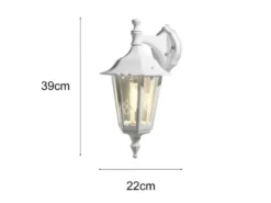 LED Außenwandleuchte Laterne hängend aus Aluminium Weiß, E27, Höhe 39cm