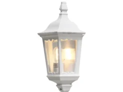 LED Außenwandleuchte Laternen Halbschale, E27, Aluminium Weiß, Höhe 44,5cm