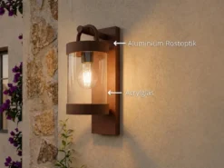 LED Außenwandleuchte Laterne im Landhausstil, Rostoptik, Höhe 33cm