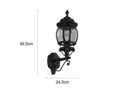 LED Außenwandleuchte, Laterne stehend Aluminium Schwarz Höhe 49cm