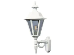 LED Außenwandleuchte Laterne stehend, Alu Weiß, Höhe 48cm