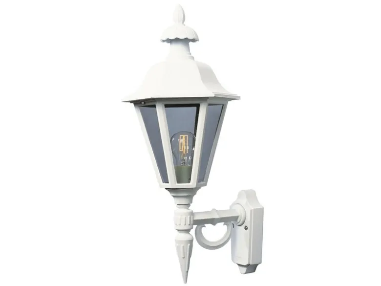 LED Außenwandleuchte Laterne stehend, Alu Weiß, Höhe 48cm