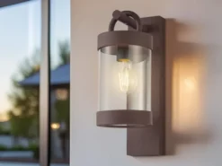LED Außenwandleuchte mit Bewegungsmelder, Laterne Rostoptik, Höhe 33cm