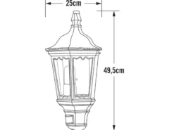 LED Außenwandleuchte mit Bewegungsmelder, Laternen Halbschale, Schwarz H: 49,5cm